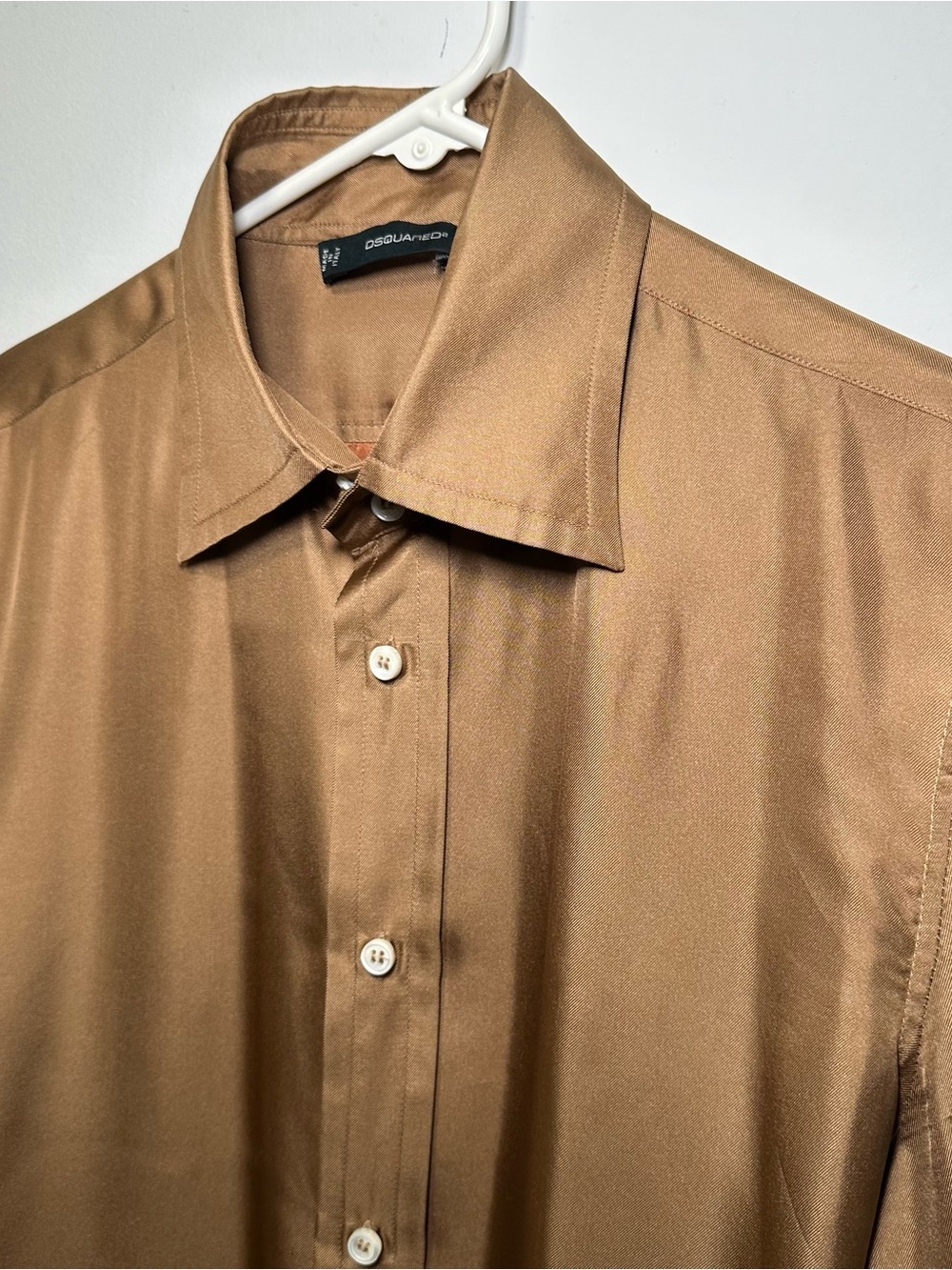 Dsquared2 Satin Feel Colorblock Button Front Shirt Men’s Size 50 Italy Bronze - Picture 12 of 16